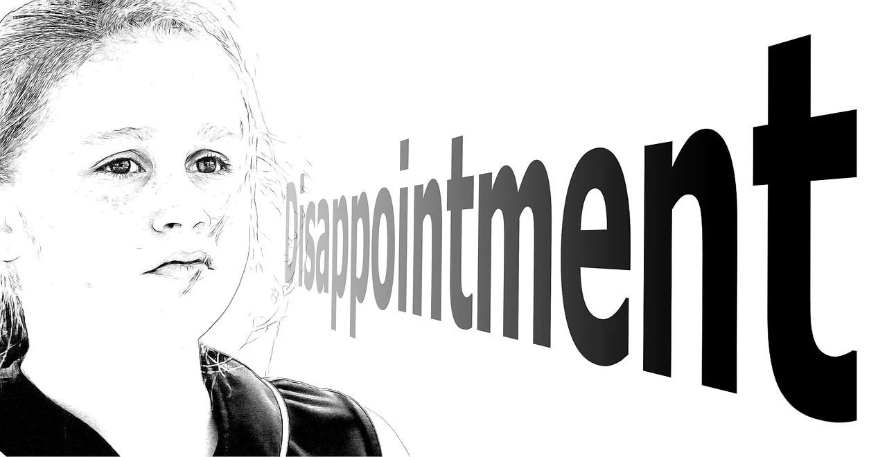 Drawing of young girl with the word Disappointment coming from her mouth.