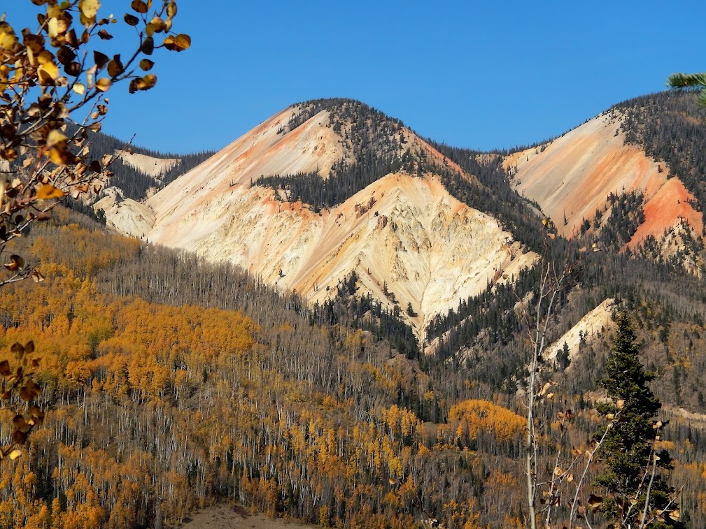 Red Mountain Pass, Durango Colorado. Mountain view with blue sky background