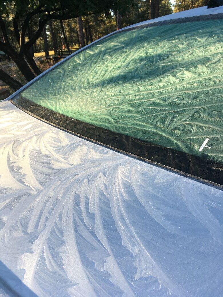 Ice artistry on the windshield